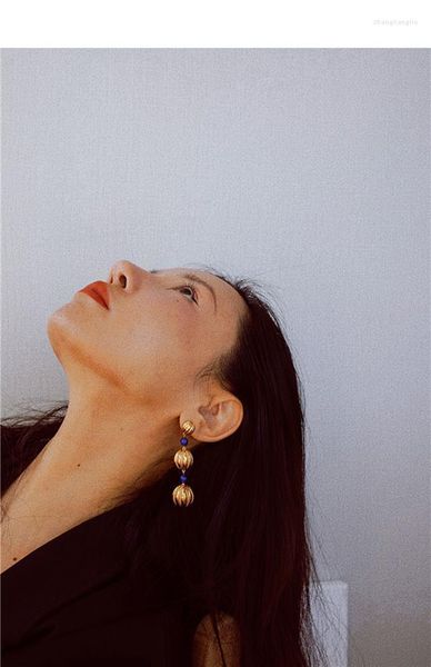 Boucles d'oreilles créoles Style Bvzantine ancien Art déco Lapis boucle d'oreille bijoux pour femmes pierres précieuses ambre grenat Jade Lazuli oreille goutte balancent fille