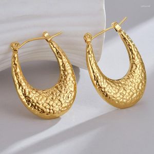 Boucles d'oreilles créoles Aneebayh en acier inoxydable en forme de U creux géométrique pour femmes personnalisé en métal charme inhabituel bijoux cadeau