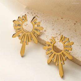 Boucles d'oreilles cerceau ANENJERY 316L en acier inoxydable Triangle de soleil irrégulier pour les femmes Linght luxe Vintage goutte bijoux accessoire