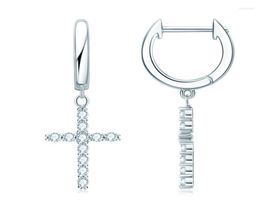 Hoop oorbellen Anziw Realcolor Moissanite Cross Drop for Women Men 925 Sterling Silver Original Trend 2022 Jewelry6566762