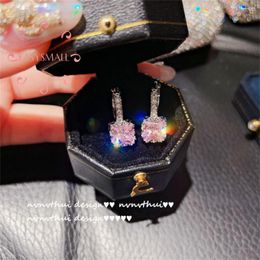 Boucles d'oreilles créoles plaquées aigue-marine, couleur or 18 carats, pierres précieuses, améthyste, Zircon, bleu suisse, diamant complet