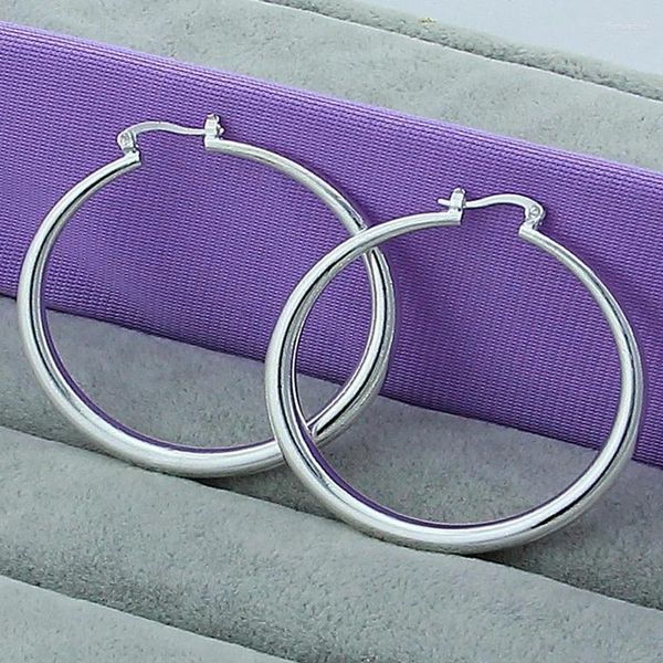 Boucles d'oreilles créoles en argent 925, cercle rond créole pour femmes, bijoux à la mode