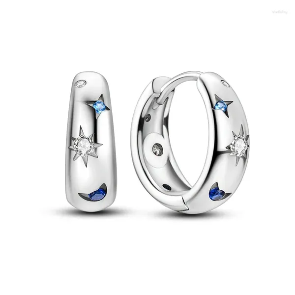 Pendientes de aro llegadas de Plata de Ley 925 sol radiante Luna estrella Celestial pendiente con capucha mujer joyería fina conjunto de accesorios