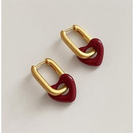 Boucles d'oreilles créoles en forme de cœur rouge givré pour femmes, boucle d'oreille, Huggies, accessoires de bijoux tendance, Pendientes Mujer Eh1785309Z