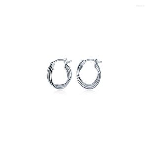 Boucles d'oreilles créoles authentiques en argent Sterling 925 bijoux fins 3 lignes Tunnel Twist vague cercle Piercing Huggie C-G8695