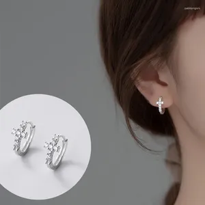 Pendientes de aro auténtica joyería de plata de ley 925 Piercing hueso del oído Cz conjunto Cruz religión Huggie Charms C-G6736