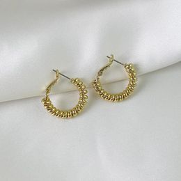 Boucles d'oreilles créoles Badu 2023 tendance torsadé or pour femmes Texture spirale Huggie filles bijoux modernes uniques