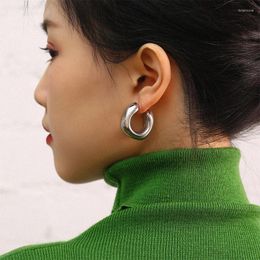 Boucles d'oreilles créoles Badu en or épais, argent léger, ouvert en forme de C, en acier inoxydable pour femmes, bijoux plaqués véritable 14K