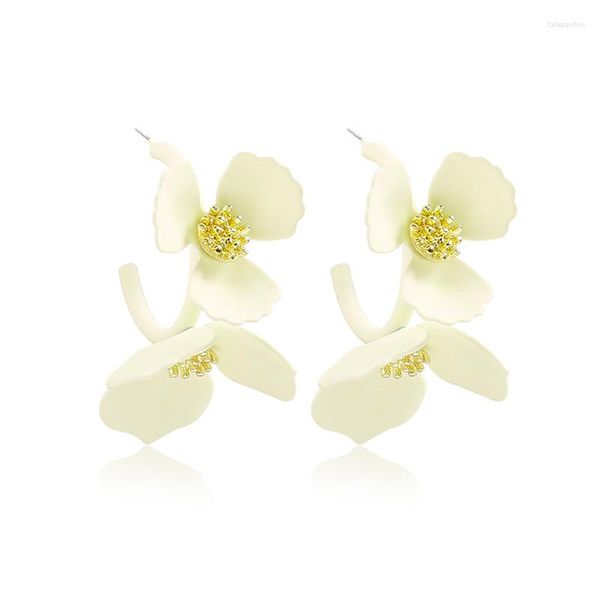 Pendientes de aro diseño Badu exquisita flor de Metal para mujer 2023 moda Floral declaración joyería regalo