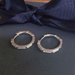 Hoop oorbellen Baoyocn Brand 925 Sterling zilveren geometrische achthoekige micro kubieke zirconia stenen dames mode feest sieraden