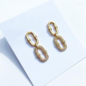 Pendientes de aro BenS Creative Stud Fringe Gold Color Silver White Zircon Mujeres Dinner Beach Jewelry Wholesale