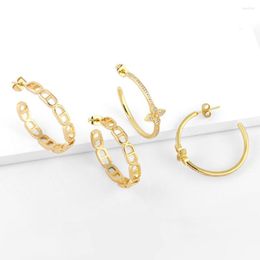 Hoop oorbellen Big Gold Ploated Zirkon voor vrouwen Girls Soda Tabs Crystal Clover Fashion Jewelry Gifts ERSZ22