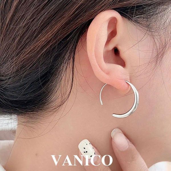 Pendientes de aro grandes abiertos en forma de C, pendientes de plata de ley 925, hipoalergénicos, simples, lisos, aros gruesos, regalo de joyería para mujeres