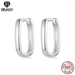 Boucles d'oreilles de cerceau Bisaer 925 en argent sterling en forme de carré pour la femme boucles de géométrie simple