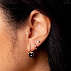 Hoop oorbellen Blackwhite Pearl kralen Earrins Zirconia CZ Mini Huggie Hoops Earring Trendy Women Multi Piercing Jewelry