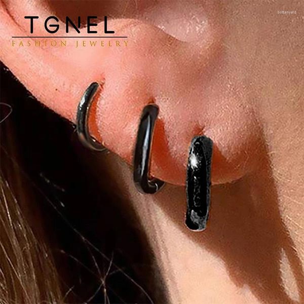 Boucles d'oreilles cerceau noir pour hommes en acier inoxydable 8 mm 20 mm petite mode punk divers accessoires de bijoux