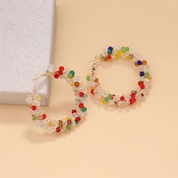 Boucles d'oreilles créoles BLIJERY bohème perles multicolores Brincos tressé à la main grand cercle pour femmes bijoux cadeau
