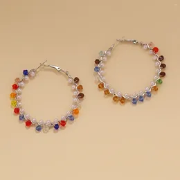 Boucles d'oreilles créoles BLIJERY Style Simple plaqué argent perles multicolores Brincos cercle de perles fait à la main pour les femmes bijoux cadeau