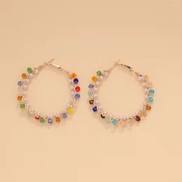 Boucles d'oreilles créoles BLIJERY doux Simple perles multicolores Brincos cercle tressé à la main pour les femmes bijoux cadeau