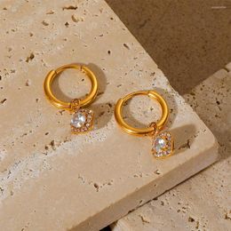 Boako – boucles d'oreilles carrées fantaisie pour femmes, en acier inoxydable 316, mode géométrique, cristal, plaque en or 18 carats, bijoux de fête