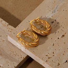 Hoop oorbellen Boako Trendy 316 roestvrijstalen draaipatroon voor vrouwen geometrische 18k gouden plaat sieraden Pendientes Kolczyki