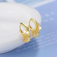 Boucles d'oreilles cerceaux Boh￪me ethnique charmante avec de petites ￩toiles de pentagramme Golden Huggies charmantes cr￩atives de boucles d'oreille f￩minines bijoux