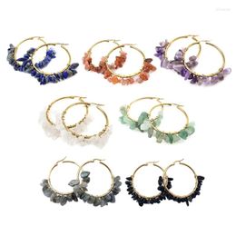 Boucles d'oreilles cerceaux Bohemian Natural Stone Minimaliste Hypoallergénique Bijoux Perles pour femmes