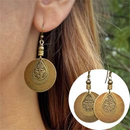 Creolen im böhmischen Retro-Ethno-Stil aus Baumwolle und Leinen, Damen-Accessoires, alte Bronze, Kreis geschnitzt, kleine Creolen für Damen