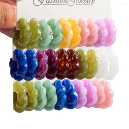 Pendientes de aro boho 5pair/set acrílico círculo retorcido pequeño para mujeres multicolor resina c forma de joyería de aretes