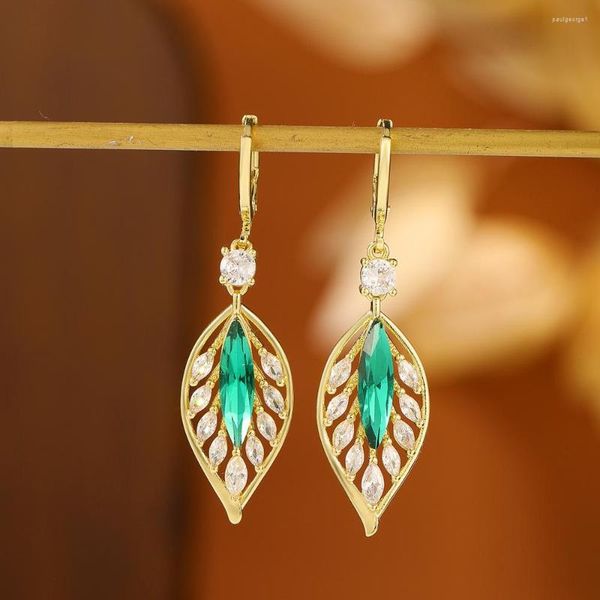 Pendientes de aro Boho étnico Vintage estilo borla Zircon hoja pendiente para mujer joyería de moda E377