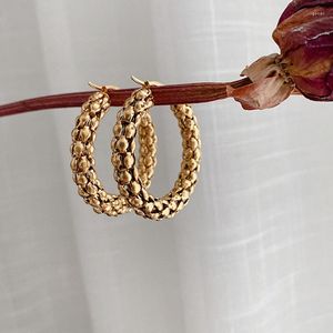 Boucles d'Oreilles Créoles Tressé Epais Acier Inoxydable Pour Femme Texture Gros Bijoux Minimaliste Simple Quotidien