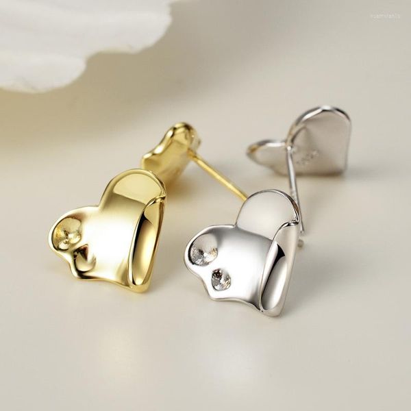 Boucles d'oreilles créoles marque véritable luxe véritables bijoux E1175 coréen S925 argent Sterling amour pour les femmes petit élégant polyvalent coeur de pêche clous d'oreilles