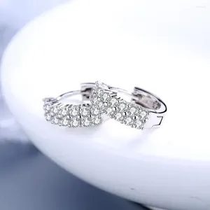 Boucles d'oreilles créoles de marque Noble, Double rangée de cristal rond en Zircon pour femmes, bijoux fins à la mode, cadeaux, vente en gros