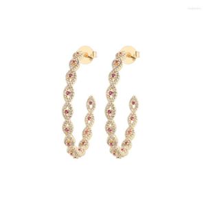 Boucles d'oreilles créoles, bijoux de mariée, vente en gros, Micro incrustation de zircone colorée, Style vent sud-américain, vente en gros