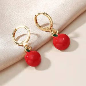 Hoop oorbellen Felrode groene glazuur Apple Strawberry Druppel voor vrouw Fashion Wedding Party Piercing sieradenaccessoires