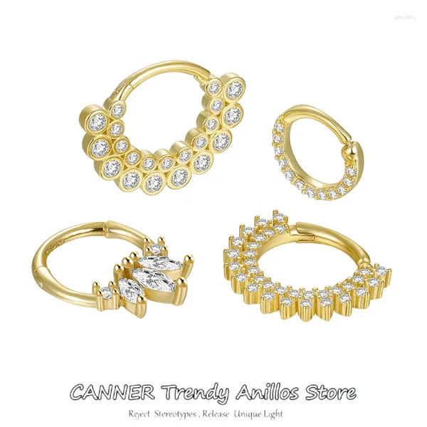 Pendientes de aro CANNER, 1 pieza, pendiente Piercing de Plata de Ley 925 para mujer, circonita CZ, cartílago, Tragus, Rook, lóbulo, orejera, joyería