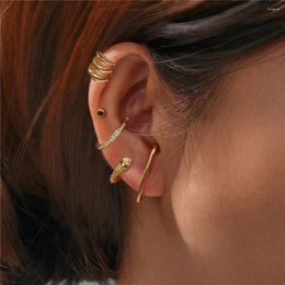 Boucles d'oreilles créoles CANNER, ensemble de 5 pièces, Clips d'oreille en Zircon en forme de serpent, clou minimaliste en forme de C, bijoux en cuivre multi-usages classiques à faire soi-même