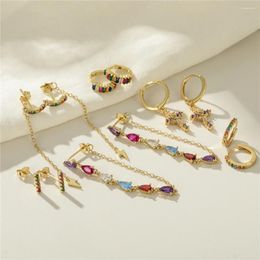 Boucles d'oreilles CANNER couleur Zircon foudre croix pour femmes, en argent Sterling 925, cerceaux de perçage, bijoux Pendientes, tendance 2024
