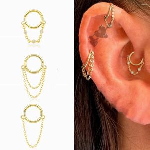 Boucles d'oreilles cerceau Canner Simple Piercing S925 STERLING Silver Women's Fashion's Scarmulless Nez Anneau Round Boucle d'oreille Bijoux à la mode