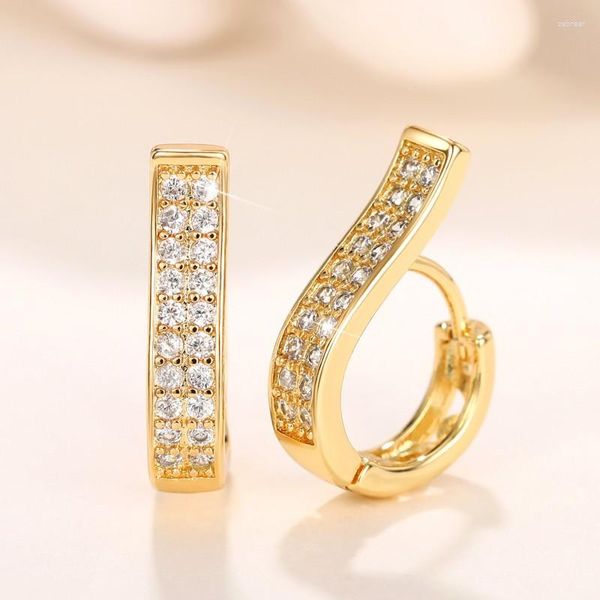 Boucles d'oreilles créoles CAOSHI accessoires de fiançailles féminins élégants avec zircone brillante couleur or bijoux pour la fête de cérémonie de mariage