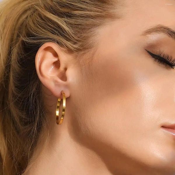 Boucles d'oreilles créoles CARLIDANA pour femmes, plaqué or 18 carats, bijoux en acier inoxydable lisse, vente en gros, Style Simple pour femmes