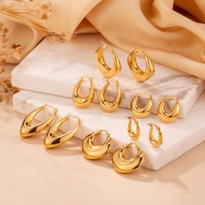 Hoop oorbellen Carlidana luxe trendy roestvrij staal geometrische goudkleur vergulde holte voor vrouw sieradenfeestje cadeau niet-fadding