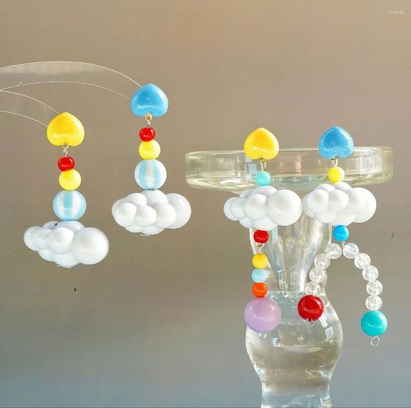 Pendientes de aro con dibujos de nubes dulces, versátiles para niña, regalo de amistad, aretes divertidos a la moda, accesorios de joyería