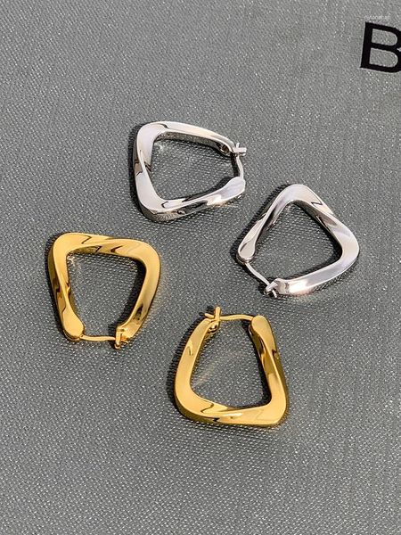 Boucles d'oreilles créoles CE Triangle en métal unique, acier inoxydable de qualité supérieure plaqué or, conception épaisse