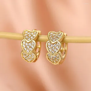 Hoepel Oorbellen Charme Liefde Hart Voor Vrouwen Antiek Goud Kleur Wit Zirkoon Kleine Oor Gesp Vrouwelijke Huggie Oorbel Partij Sieraden CZ