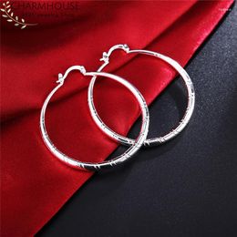 Boucles d'oreilles créoles Charmhouse pour femmes en argent Sterling cercle rond grande boucle d'oreille Brincos Femme Pendientes mariage bijoux de mariée cadeau