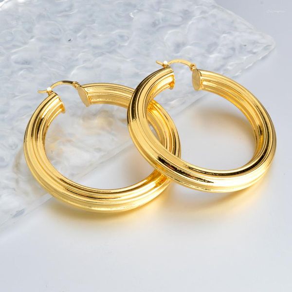 Boucles d'oreilles créoles CHARMOMENT bijoux grand cercle créoles déclaration suspendu gros or couleur cuivre classique Simple oreille bijoux femmes cadeau