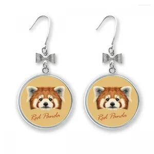 Boucles d'oreilles créoles châtaigne Panda rouge Animal nœud goutte clou crochet percé