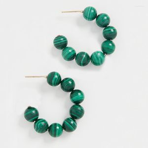 Pendientes de aro Chic Retro verde malaquita cuentas C pendientes para mujer declaración joyería estilo coreano Drama fiesta Punk Art Deco