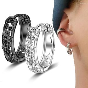 Hoop oorbellen Chinese Feng Shui Pixiu Men Pi Xiu Oor Stud Buckle Punk Earring Breng rijkdom Good Luck Ancient Silver Color Sieraden